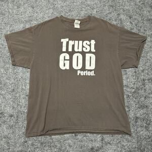 Trust God Period Graphic‎ T-Shirt Brown Size XL Used - Excellent